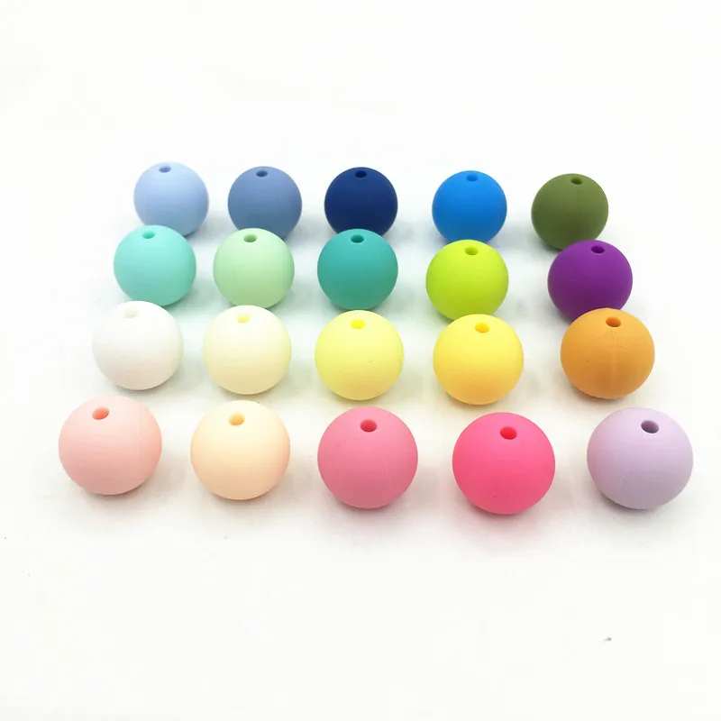 

Wholesale baby teether chew silicone beads 15mm 12mm Silicone teething Beads kids bracelets silicon beads baby bpa food grade