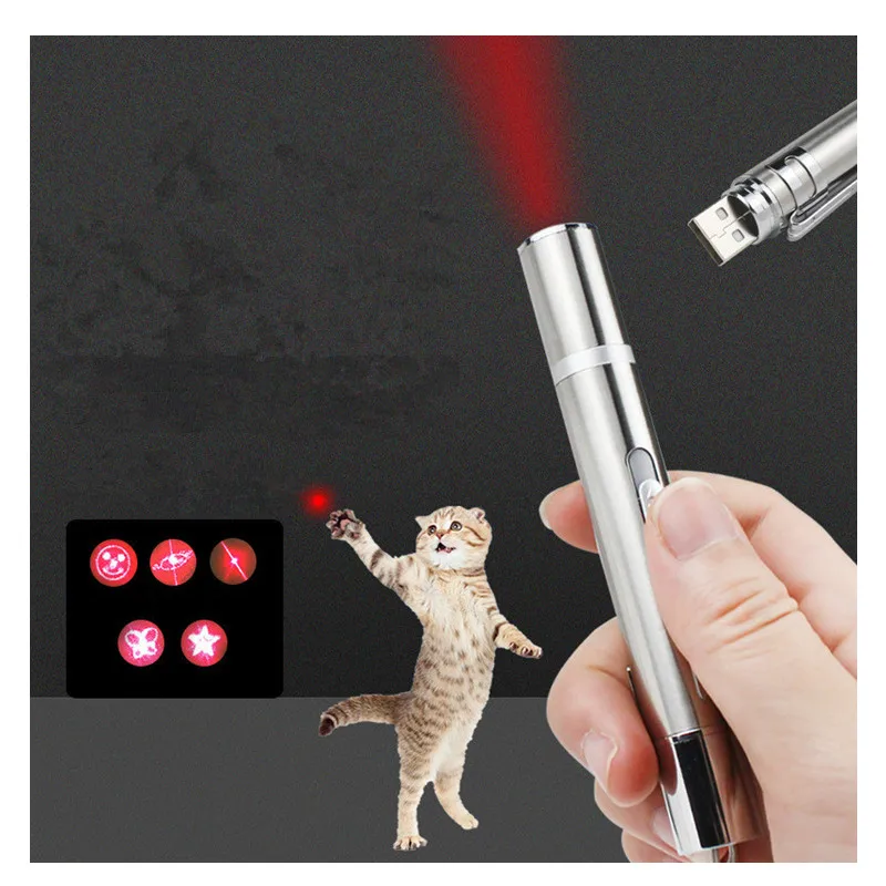 

Usb Charging Cat Laser Pointer Toy 5 Pattern Multifunction Red Light Toy Creative Laser Sight Pointer Laser Pen Interactive Toy