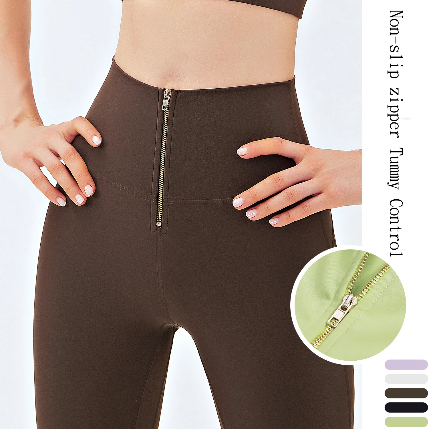 

Custom Logo Women's High Waist Pants Yoga Leggings Print Tummy Control Butt Lift Tight Zipper Breathable Yoga Leggings For Women