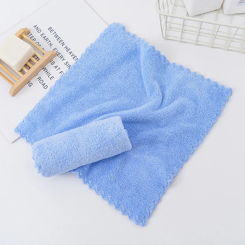 

Coral Fleece Microfiber Cleaning Towel Fast Drying Blue Color 30*30CM 300GSM 8 PCS Great Water Absorption 6 Times Its Own Weight