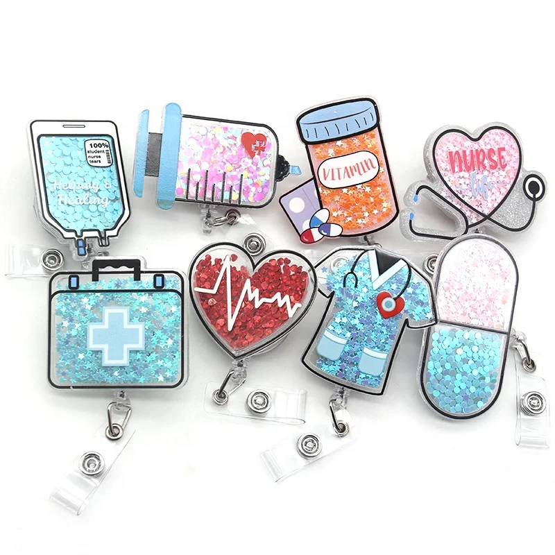 

2023 New Styles Scrub Life Acrylic Badge Holder Nurse Accessories Medical Series Nursing Student Badge Reel Nurse Gifts Items