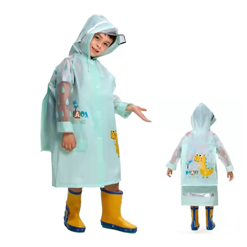 

100% Waterproof Cartoon Rainwear EVA Cute Children Rain coat kids wholesale raincoat, Pink,yellow,blue,green