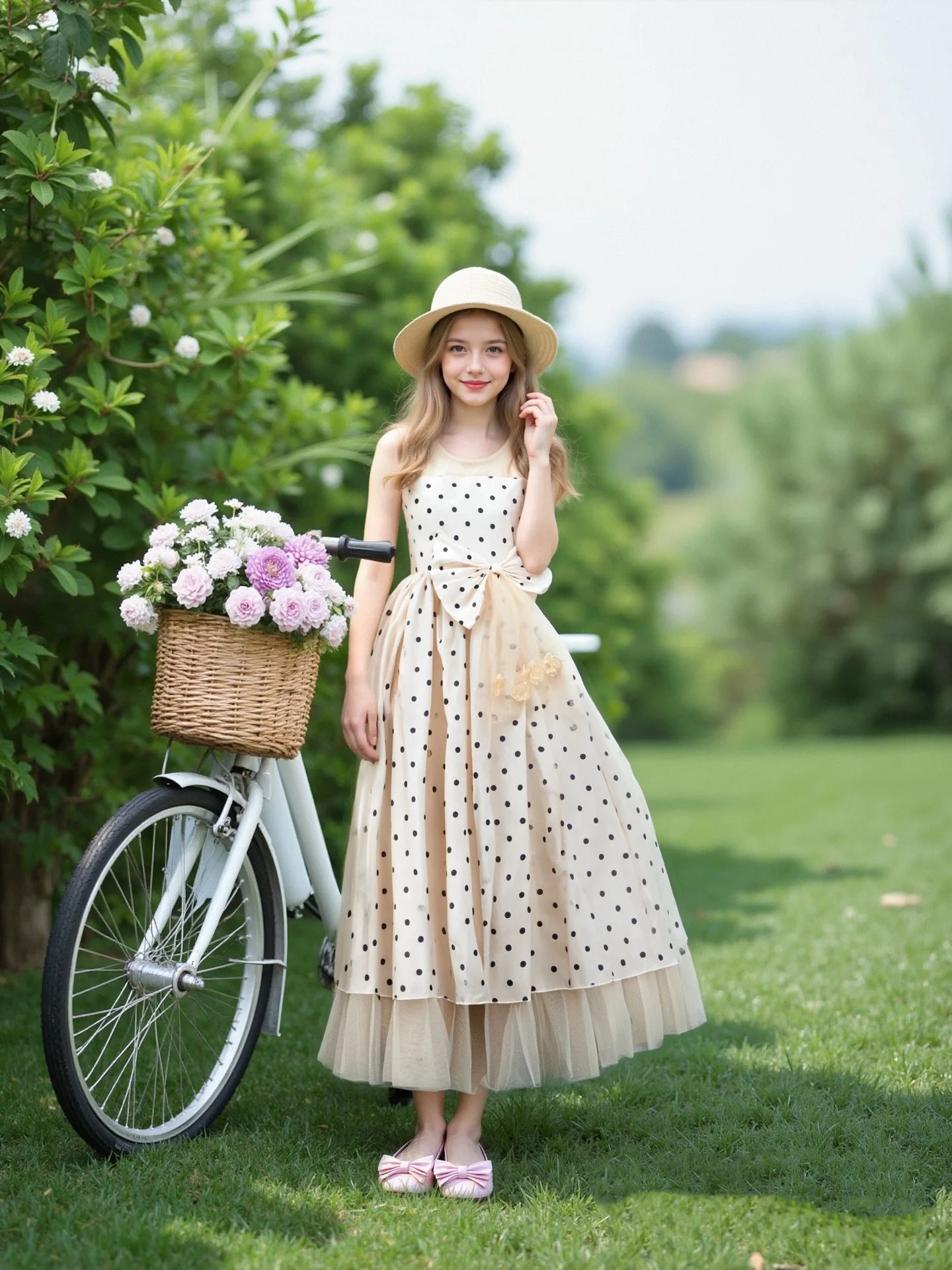 Western Style Children's Polka Dot Princess Kid Prom Dresses Elegant Big Girl Dresses for 18 Years Old Blue Kid Prom Dresses