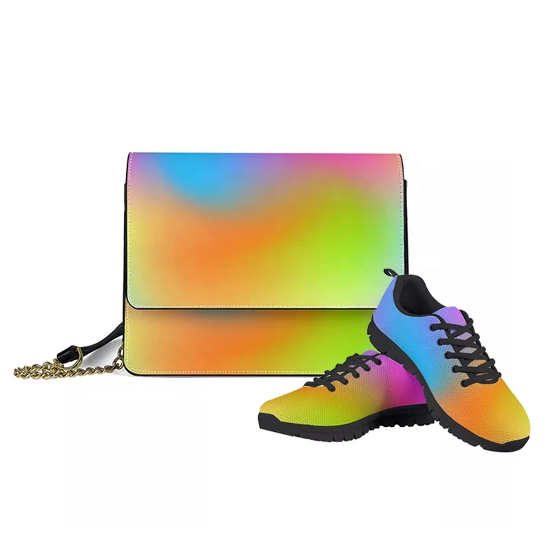 

2021 Fashion Women PU handbag sneakers Shoes Matching Sneakers And Purse Set