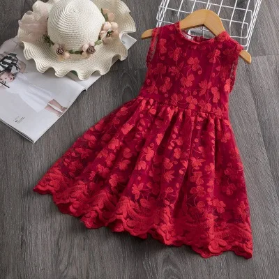 

New fashion toddler Girls lace princess Dress Sleeveless butterfly embroidered party dress for infant girls, Picture shows