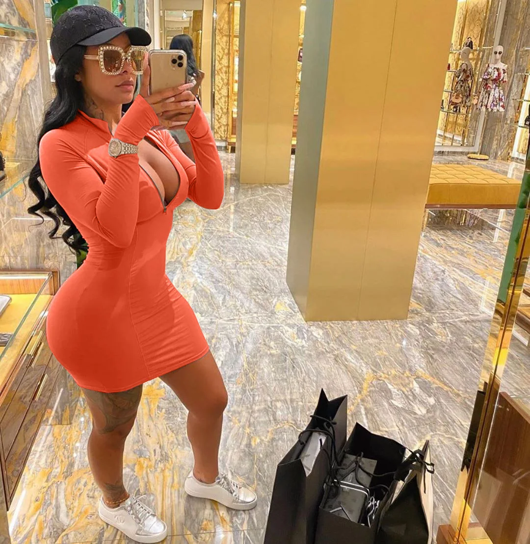 

2021 fall ladies long sleeve sexy dress elegant casual summer short bodycon dresses women