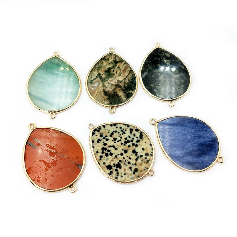 

Natural Fashion Gemstone Drop Sliced Pendant Connector Jewellery Bezel Slice Pendant Kyanite Charms Jewelry Making Supplies, Multi natural pendant