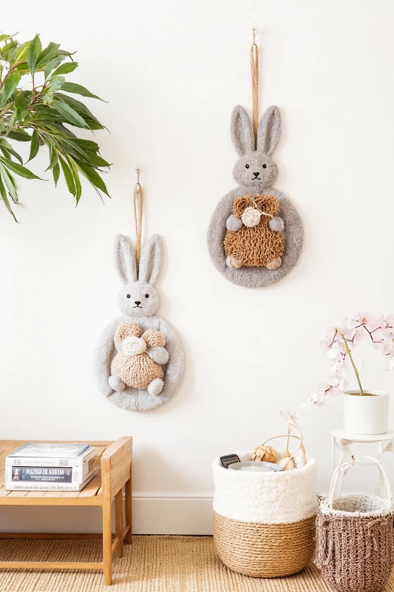 Semi-circular window seat with cushion for bunny lounging