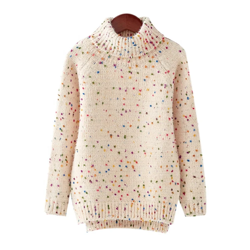 

2022 New High Quality Colored Dots Girls' Pullover Sweater For Kids