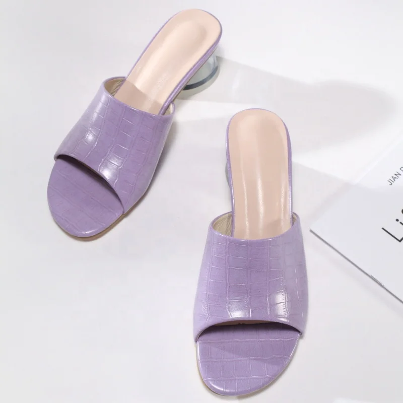 

DLL New crystal fancy heel square toe sandals and slippers in stock women's plus size transparent 2021 women heel sandals, As picture or customized make