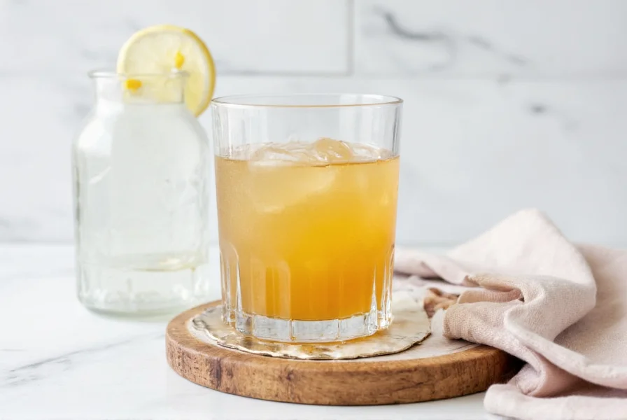 Rum and ginger beer cocktail ingredients including rum bottle, ginger beer, and fresh lime