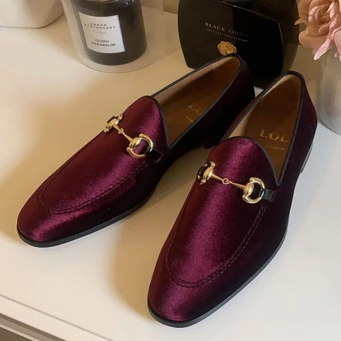 

Men's single shoes spring 2021 new comfortable low heel men's shoes metal decoration versatile casual single shoes, Wine red