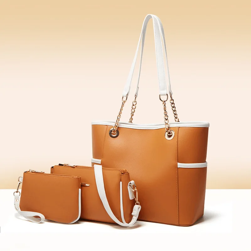 

New Four-Piece Korean Style Bucket Chain Women's Shoulder Crossbody Portable Mobile Phone Coin Purse hand bag hand bag, As pic