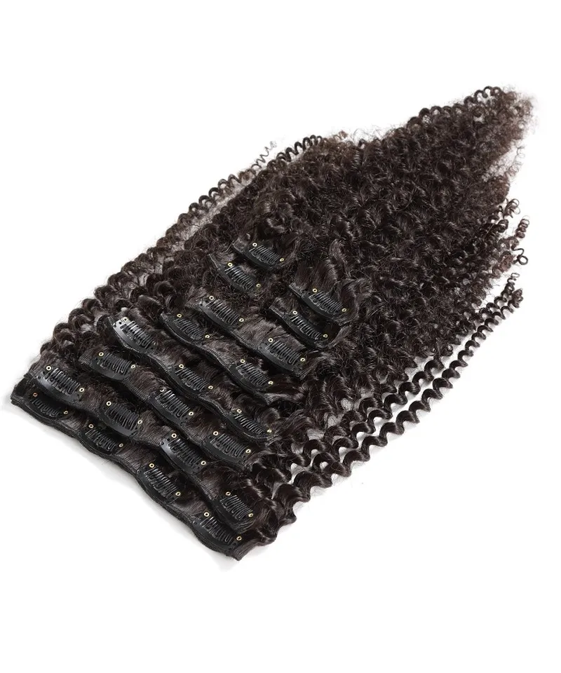 

Brazilian Virgin Remy 3a 3b Kinky Curly Clip In Human Hair Extensions Natural Black Hair Clip Ins