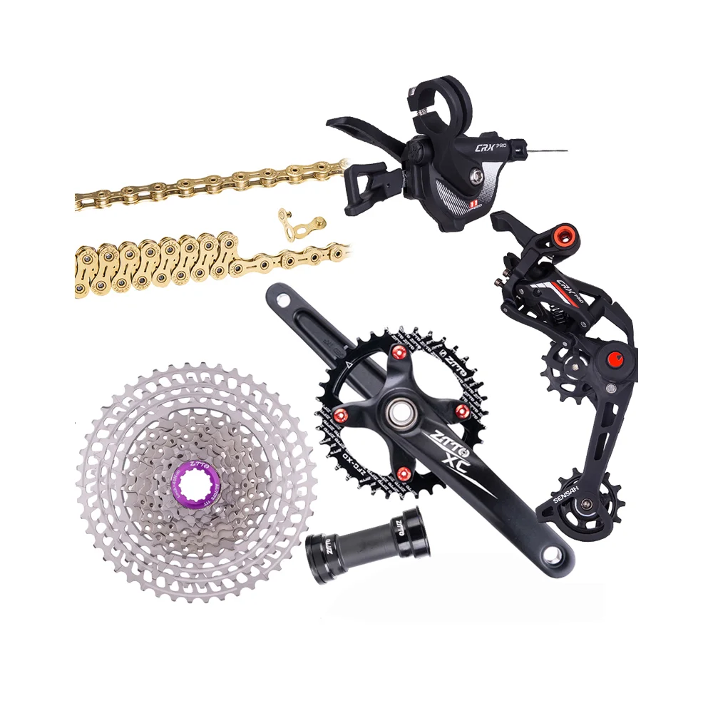 

ZTTO Mountain Bicycle Ultralight 11speed 46T Cassette Freewheel Groupset With Shifter Derailleur Chain Crankset 11v sprocket, Colorful and sliver