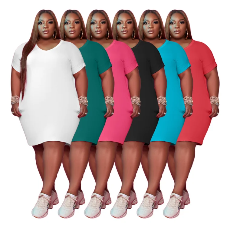 

Plus Size Women Clothing 2021 Women Tshirt Oversized Dresses Loose Spring Summer Casual Dress Outfit