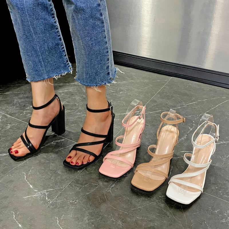 

Big Size Square Heel Sandalsblock Sandals Heelwomen Block Heels Shoeswomen Sandals Heels, Customized color