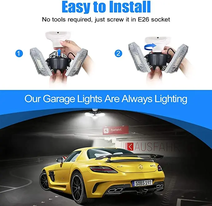 New ETL Approved Led Deformable Garage Light LED Ceiling Light High Intensity Mining Lamps Ceiling LED Light