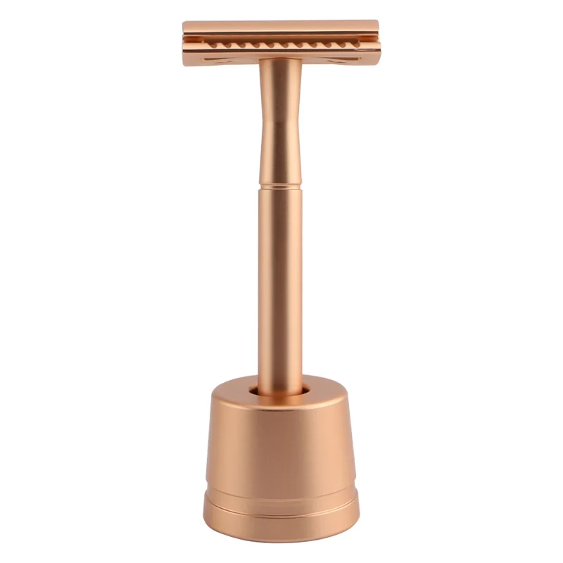 

D656 gold metal handle shaving razor blade razor brass/copper double edge safety razor, Rose gold, as per picture