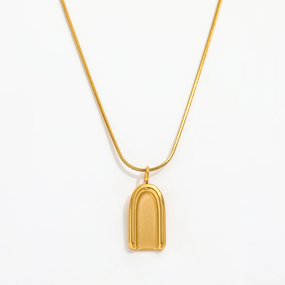 Joolim Jewelry 18K Gold Plated Stainless Steel Link Pendant Necklace Simple Trendy Design for Parties Anniversaries Wholesale