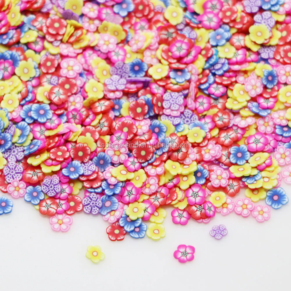 

5mm Polymer Clay Flower Sprinkles 500g/lot Soft Flower Slices for Nail Makeup Decoration Slime Fillers