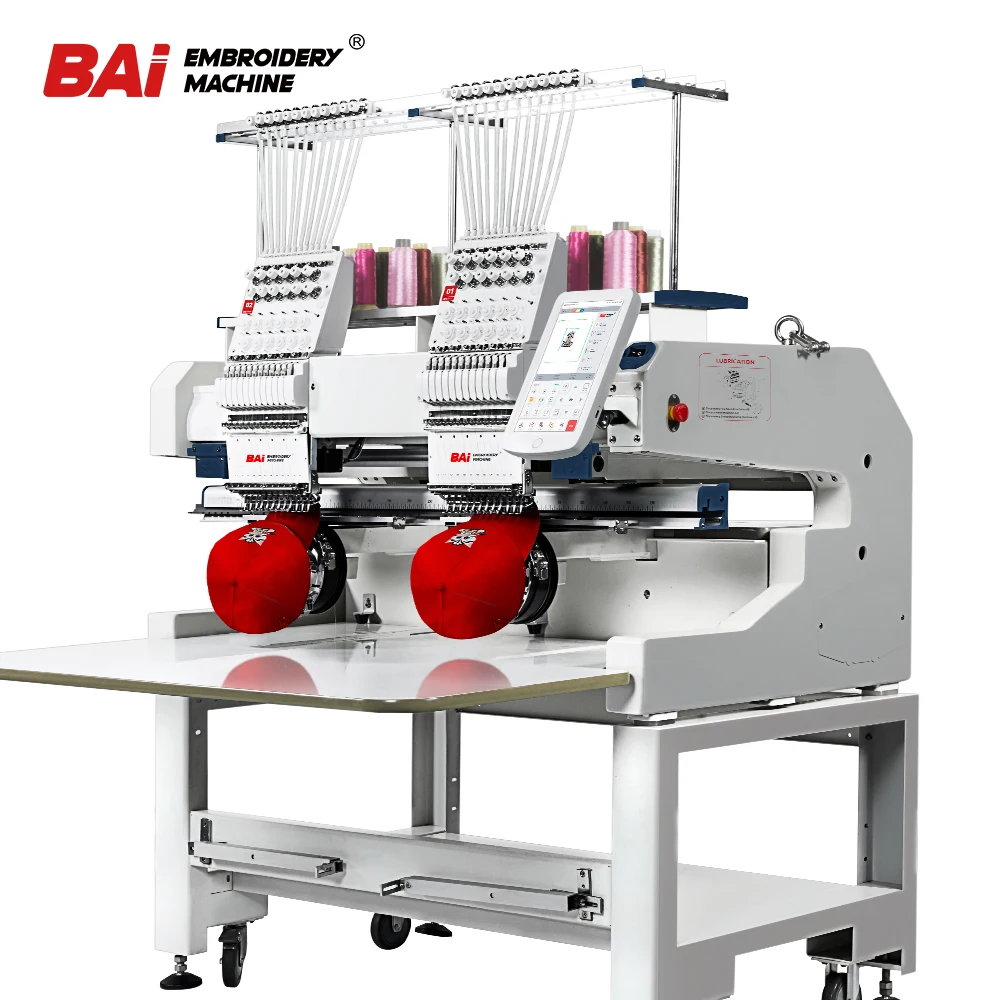 

BAI double head multifunction flat hat t shirt embroidery machine with 12 needles for sale