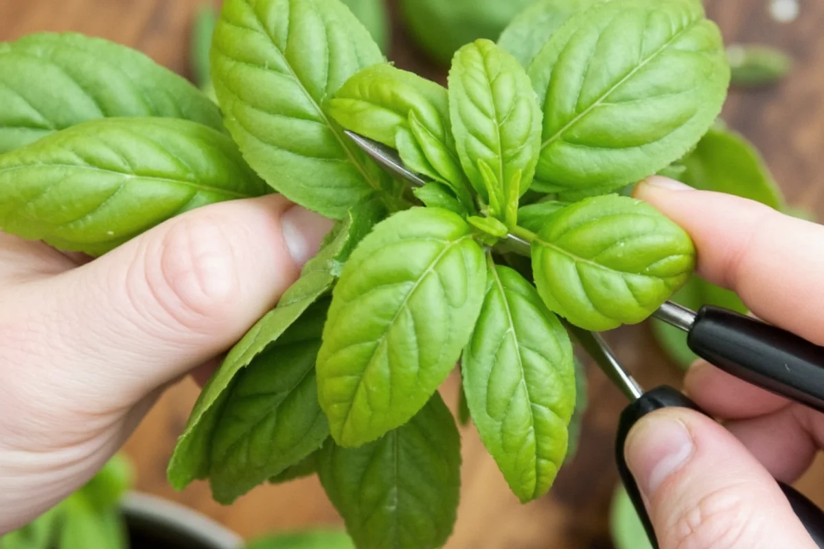 how to cut basil leaves from plant