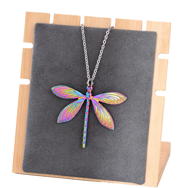 

Newest Simple Personalized High-Quality 316l Stainless Steel Necklace Colorful Insect Dragonfly Pendant Necklace