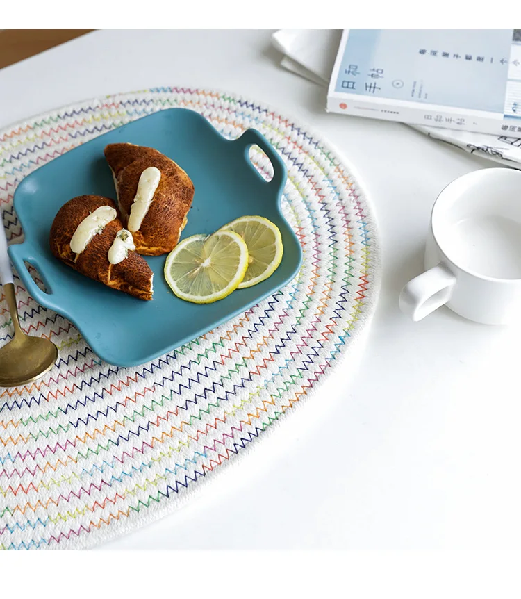 

Eco-friendly woven round restaurant placemat for heat-resistant non-slip table mat, As picture