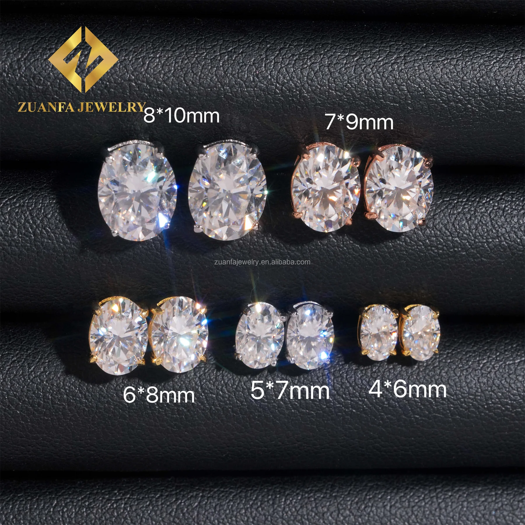 Pass Diamond Tester Fashion Style Screw Back  Iced Out Earring Man Oval Crushed Brilliant Cut VVS Moissanite Hip Hop Earring