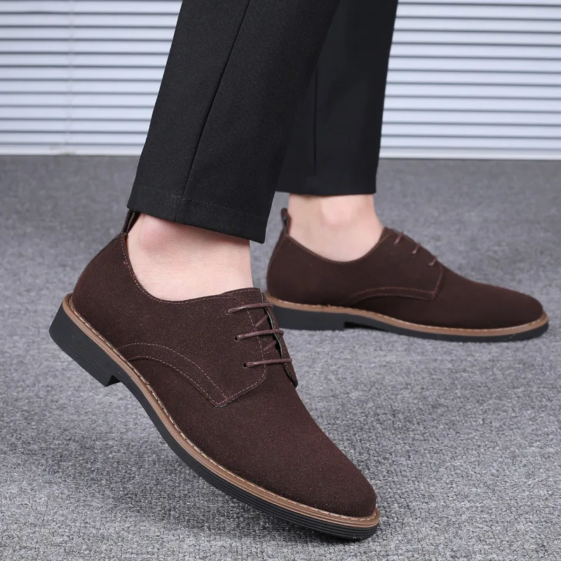 

WLS004 new fashion mens large size lace up board shoes custom office men frosted casual shoes, Blue, black, brown