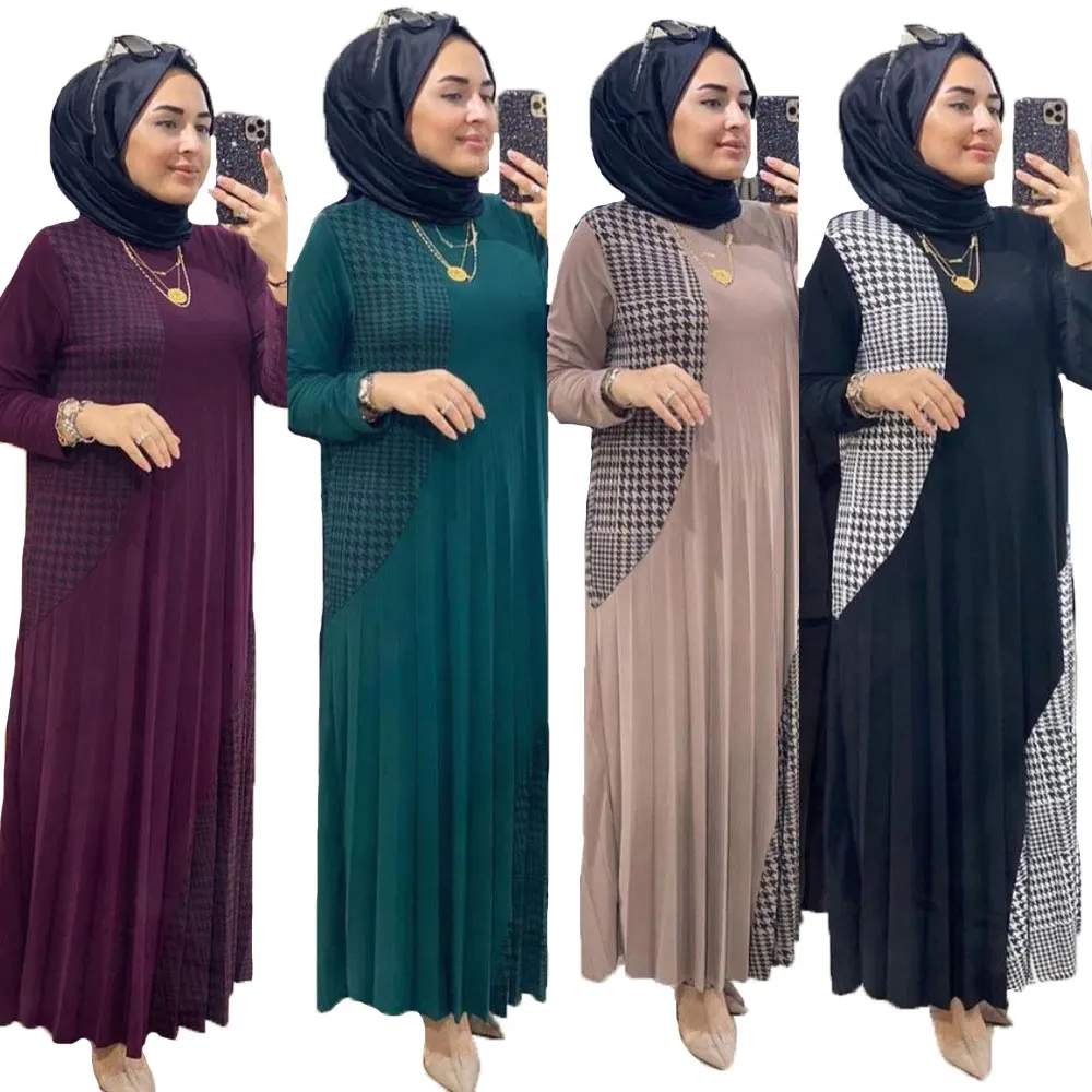 

10410-SW55 stitching design plus size casual career long dress sehe fashion, 4 colors