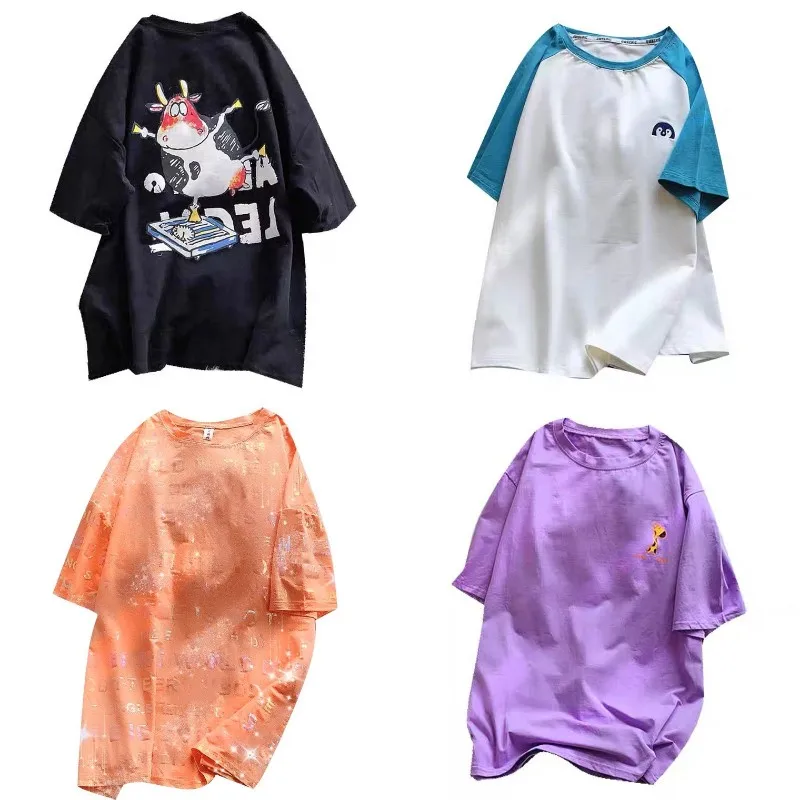 

Hot loose large size women's T-shirt cotton women's casual matching printed short-sleeved top