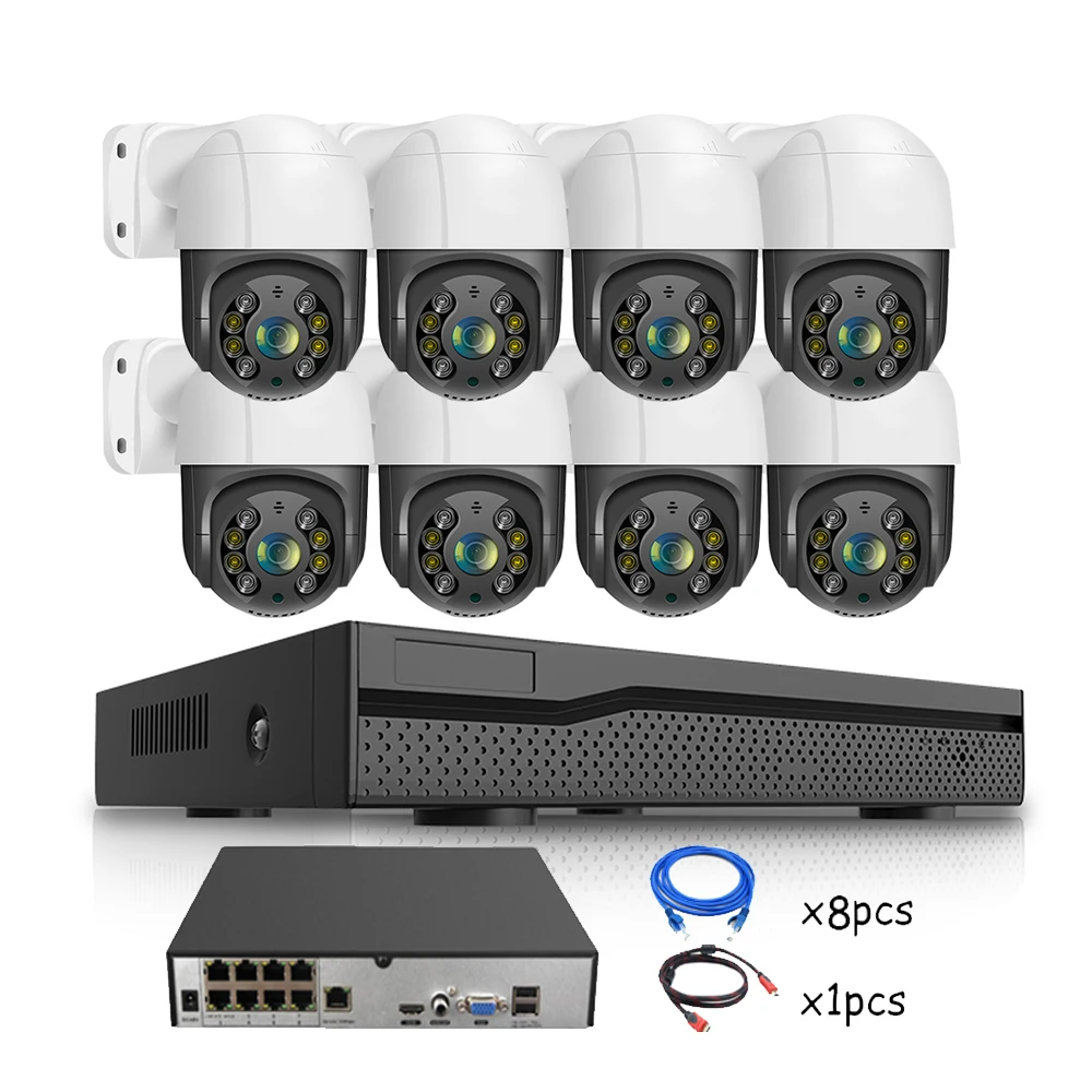 

8MP 8 channel Video Surveillance Security Cameras POE NVR Kit system 4K Outdoor Motion Detection alarm two-way Audio