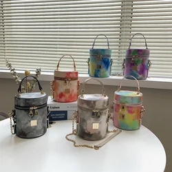 2021 New summer tie-dye gradient small bucket chain shoulder bag girls shopping purse and phone handbags