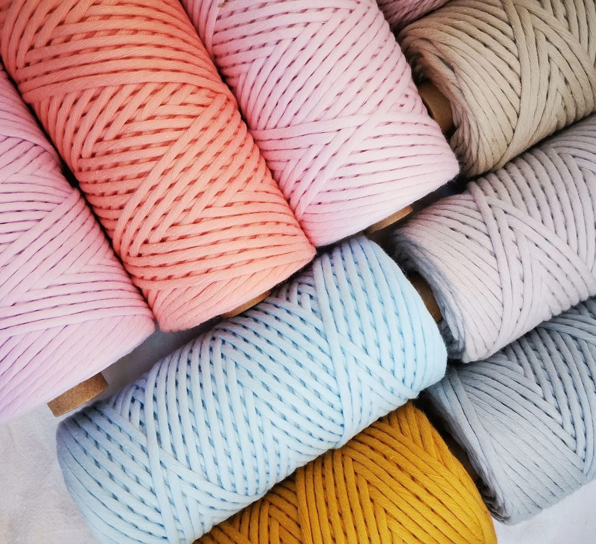 

Hot Sale 3mm 4mm 5mm 6mm Multi-Colored Macrame Cotton Cord Single Twisted Cotton Cord DIY Decorative Cotton Macrame Cord, Accept customized