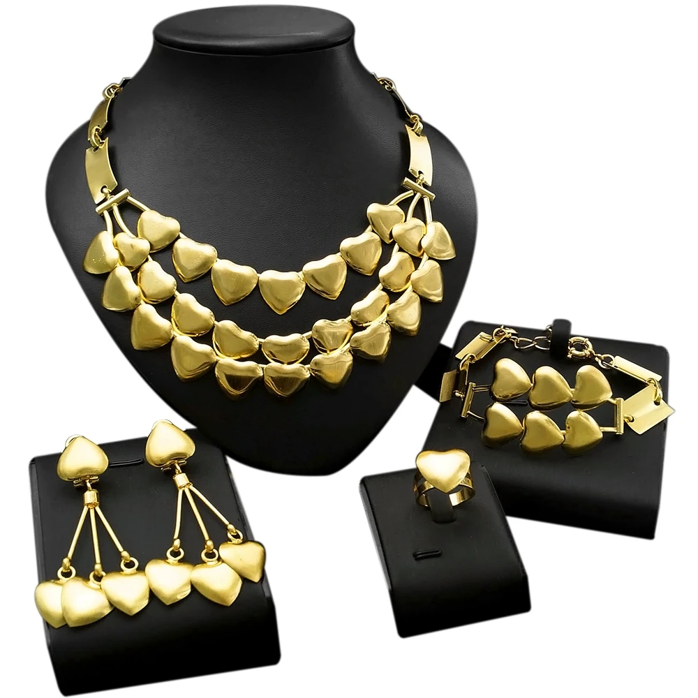 

Yulaili Hot Sales Romanian Gold Style Love Chain Jewellery Set Pop Style Cute Latest Design Women's Necklace Jewelry Sets Spot