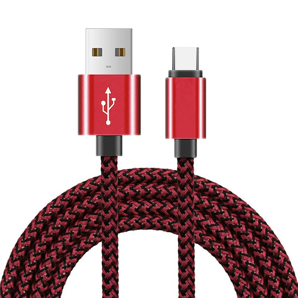 

Free Sample 10ft Nylon Braided Chinese Red Type C Fast Charging Cable