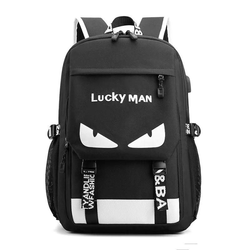 

New Trend Fashion Schoolbag Backpack Fluorescence High Quality Designer Rucksack College Waterproof Men USB School Backpack