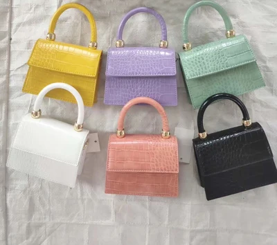 

Summer 2021 solid color mini bag handbags crocodile crossbody mini fashion bags female wild small mini purse handbag for women, White,yellow,black,red,pink,orange