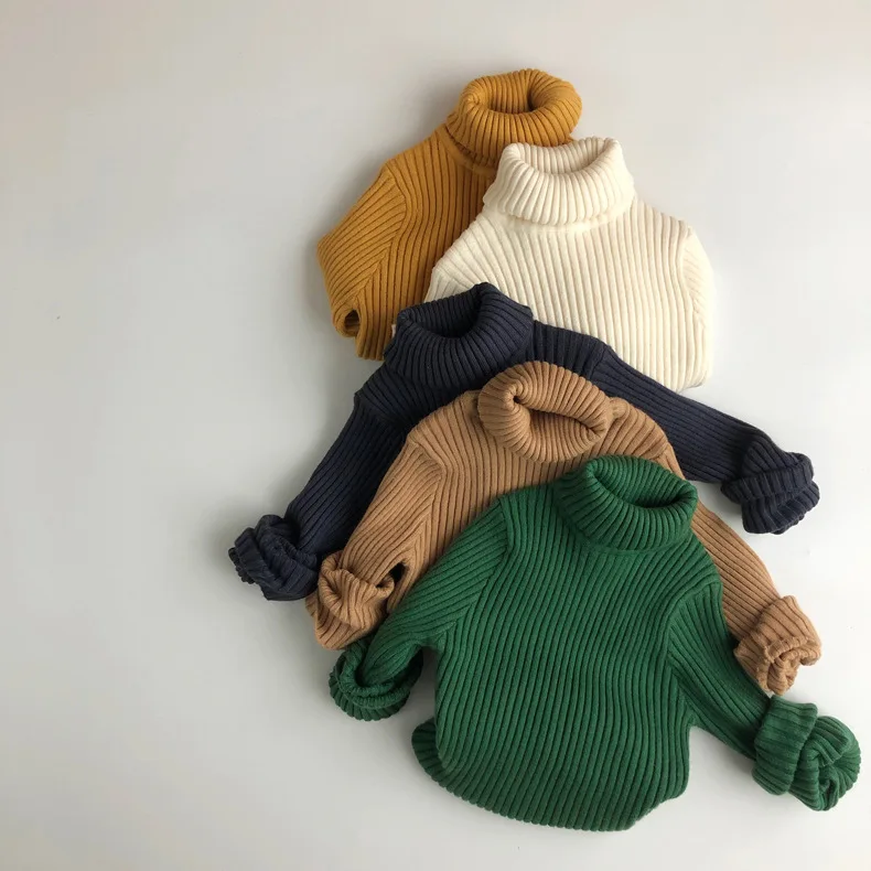 

2022 Spring New Baby Turtleneck Sweater Children Clothing Boys Girls Knitted Pullover Toddler Sweater Kids Sweater Tops 1-7 Year