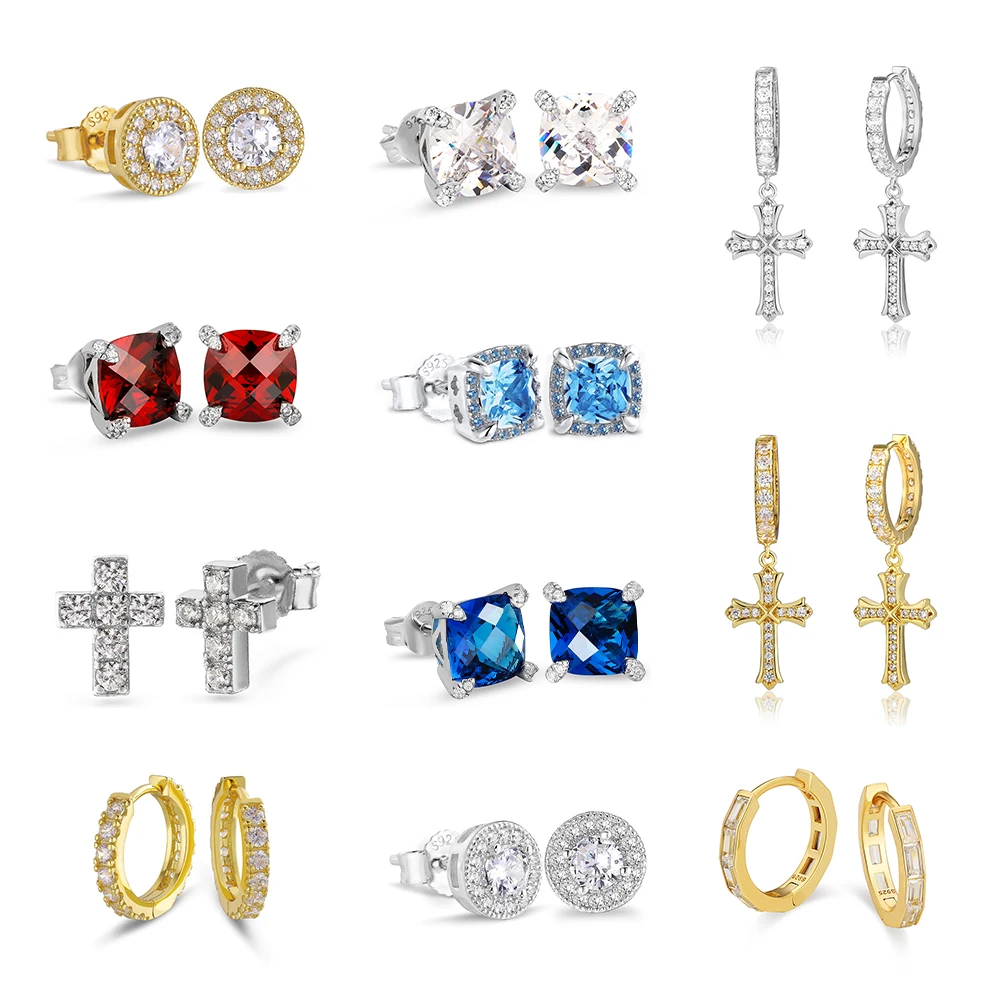 

KRKC Wholesale Fashion Drop Earring Women Men Jewelry Customize Diamond Gold Plated Star Butterfly Stainless Steel Hoop Earring