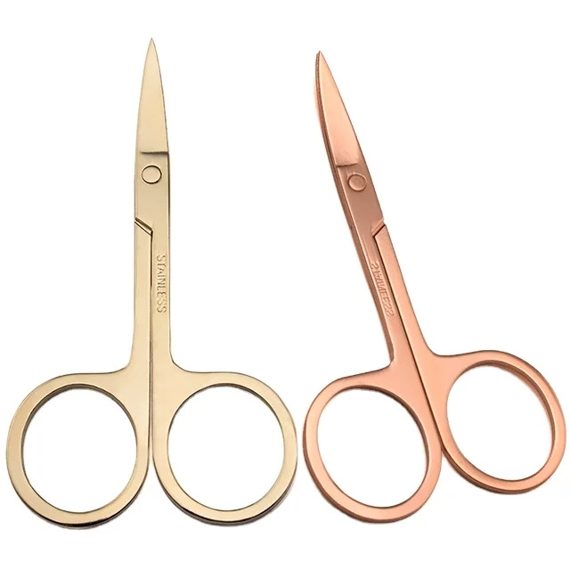 

High Quality Make Up Beauty Stainless Steel Eyebrow Scissors Pedicure Nails Curved Scissor, Silver/rose gold/gold