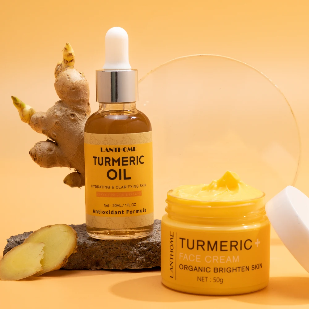 

Lanthome organic natural herbal whitening dark spot body lotion soap serum oil Turmeric skin care set Face Cream