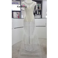 

Keering Long Sexy Handmade Clear Crystal Rhinestone Bodice Applique for Dress WDP-042