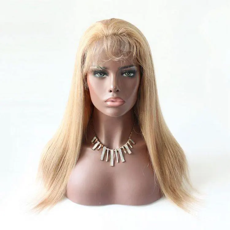

100% malaysian remy 22inch bone straight #27 color lace front wig human hair