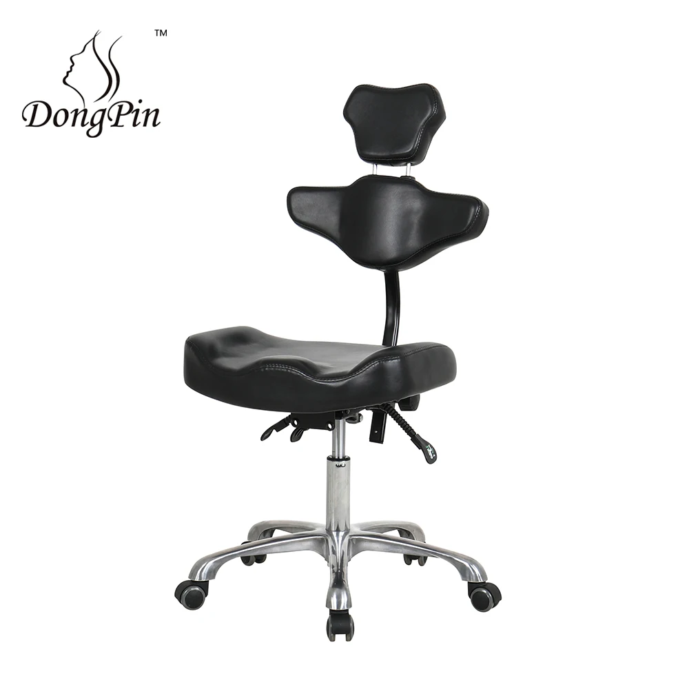 

Ergonomic Adjustable Back Support Technician Stool Tattoo Chair Furniture, Black