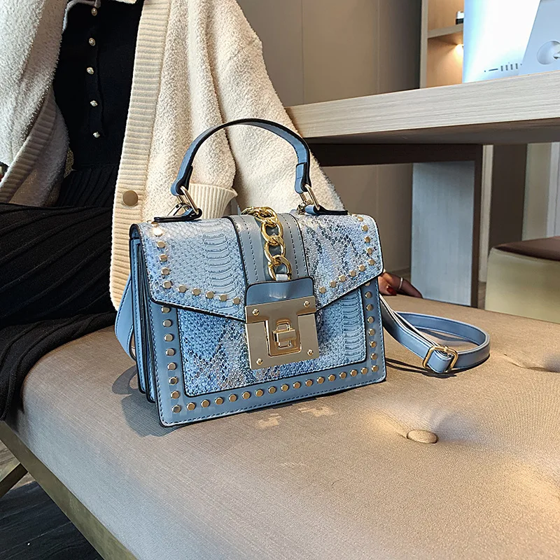 

YNH1993 Wholesale fashion designer lock snakeskin pu leather ladies hand bag shoulder crossbody women custom purses and handbags