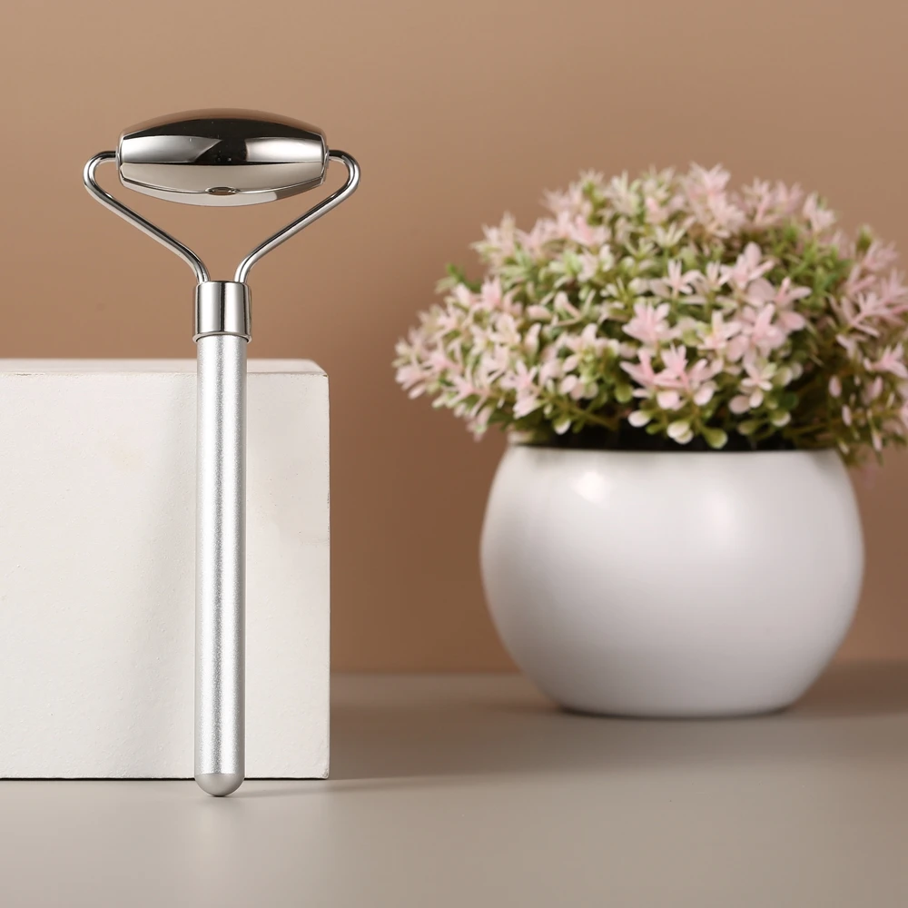 

316 medical grade single ended stainless steel facial roller and gua sha, Pink.purple