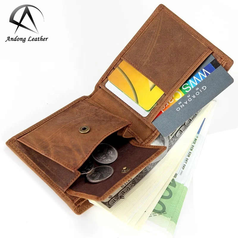 

Andong Leather Factory Genuine Cow Leather Wallet for Men RFID Blocking Grazy Horse Leather Retro Fashion Card Clip Holder